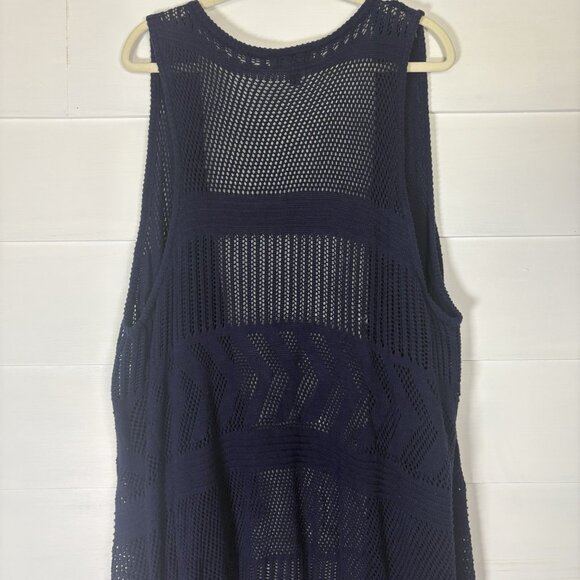 Lane Bryant Blue Sleeveless‎ Knit Fringe Hem Waterfall Sweater Vest 22/24 Boho - Picture 6 of 15